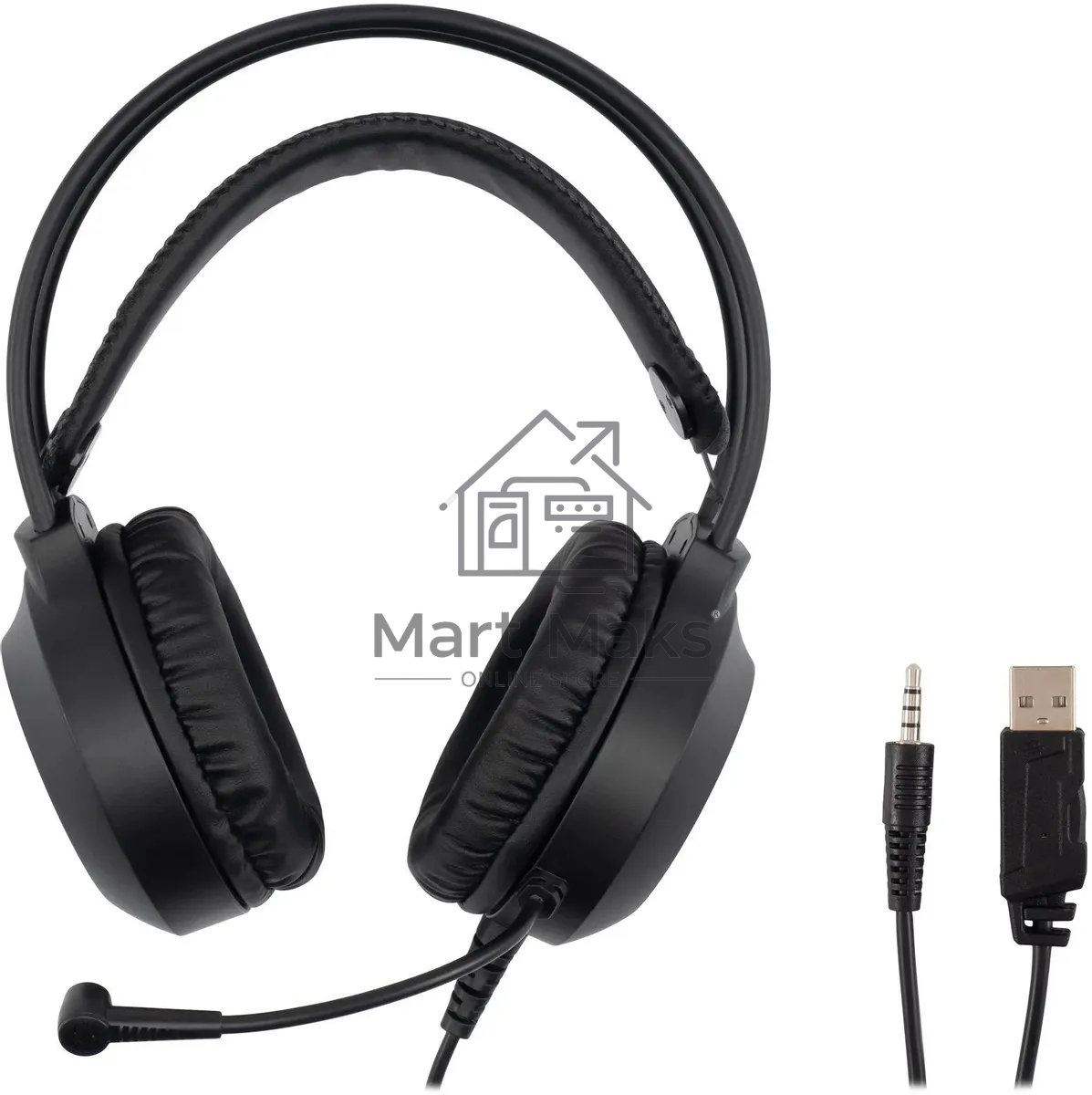 Наушники с микрофоном Оклик HS-L300G Black черный 2.2м мониторные USB оголовье (1796949)