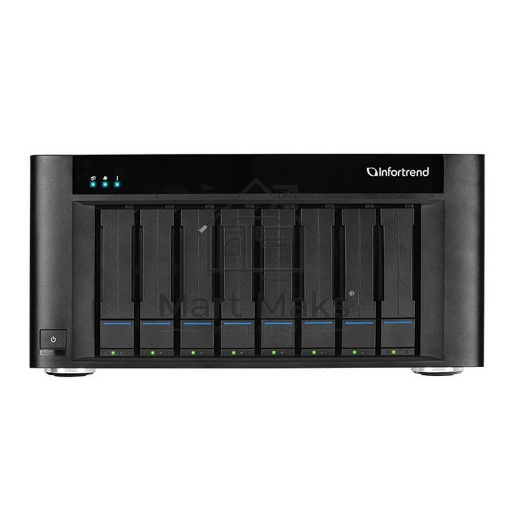 Система хранения данных Infortrend EonStor GSe Pro 100 8bay. Intel Atom 2.4GHz 4C CPU, 1x4GB non-ECC, 4x1GbE(RJ45), 2x USB 2.0, 2x USB 3.0, 1x Host Board slot, 1xPSU and 8 drive trays (GSe Pro 108-C)