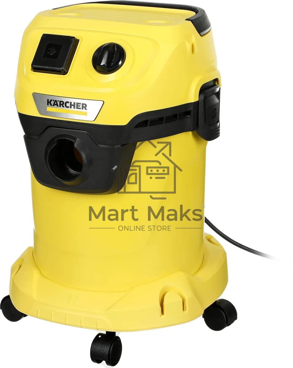 Строительный пылесос Karcher WD 3 P V-17/4/20 желтый, 1000 Вт, уборка сухая/сбор воды, пылесборник мешок/контейнер, 17 л