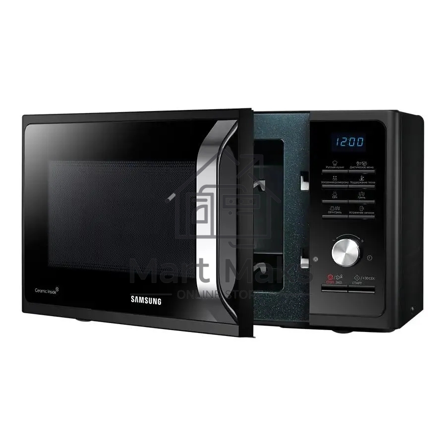 Микроволновая печь Samsung MG23K3515AK/BW черный, 23 л, 800 Вт, переключатели - поворотный механизм/кнопки