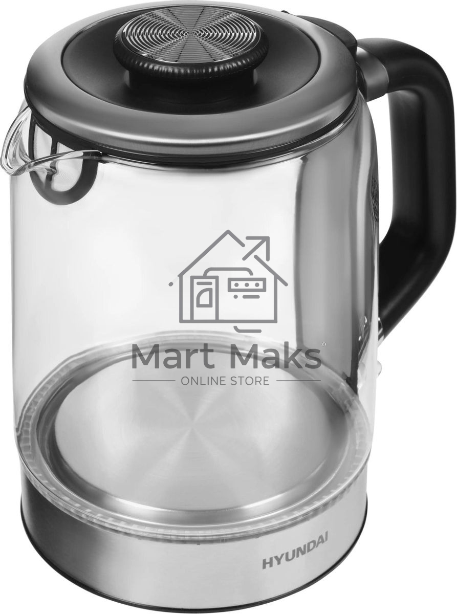 Чайник электрический Hyundai HYK-G5501 1.7 л, 2200 Вт, серебристый/черный