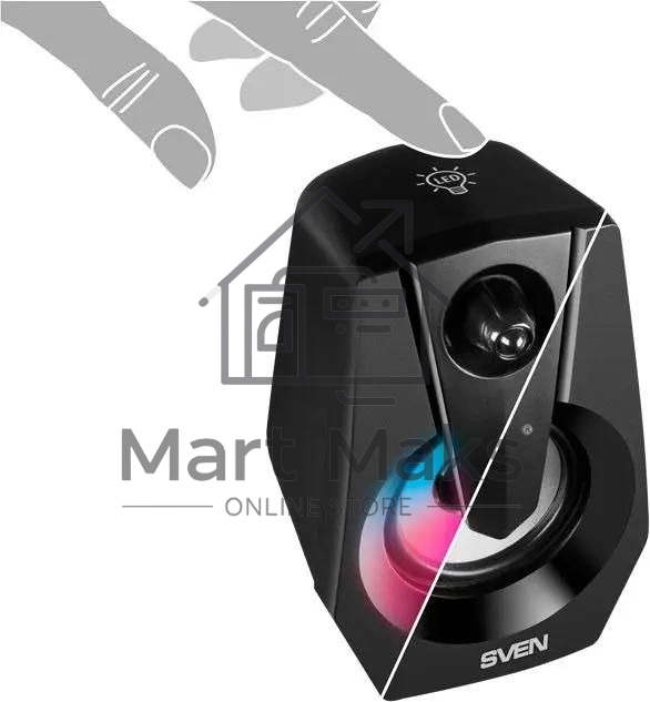 Акустическая система SVEN 370 2.0 черные (2x2W, USB, RGb подсветка)