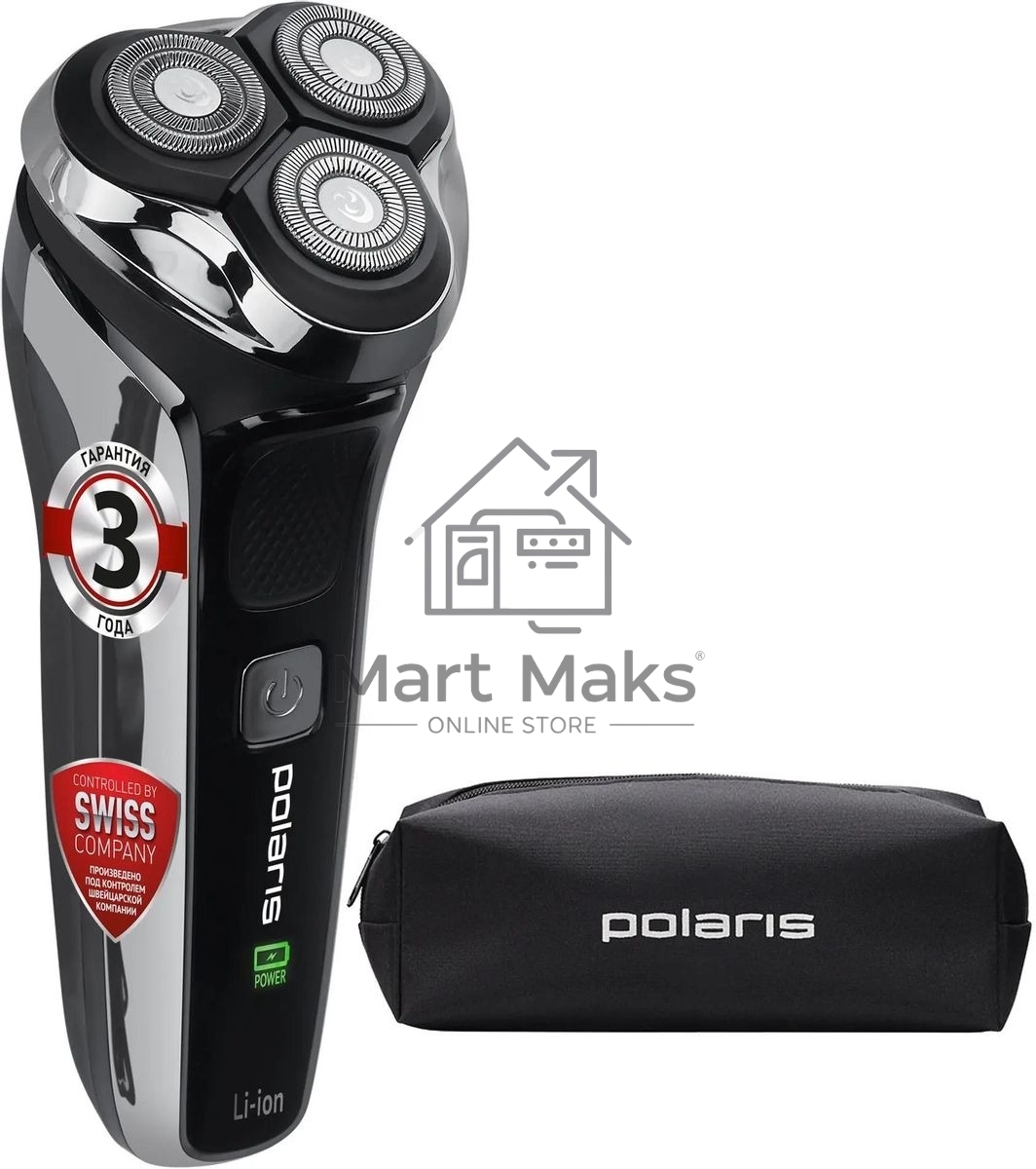 Электробритва Polaris PMR 0305R wet&dry PRO 5 blades элктрическая, черный/хром