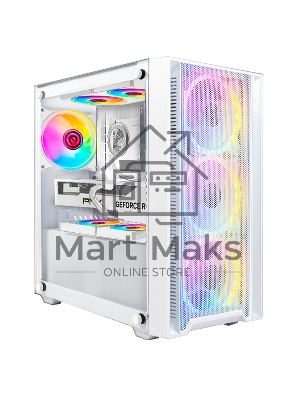 Корпус Ginzzu CL640 mATX FAN 4*12FRGb передняя панель Сетка Белый