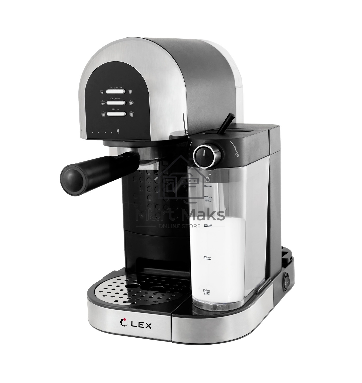 Кофеварка рожковая LEX LXCM 3503-1 черный, молотый 0.7 л, 1500 Вт, 15 Бар