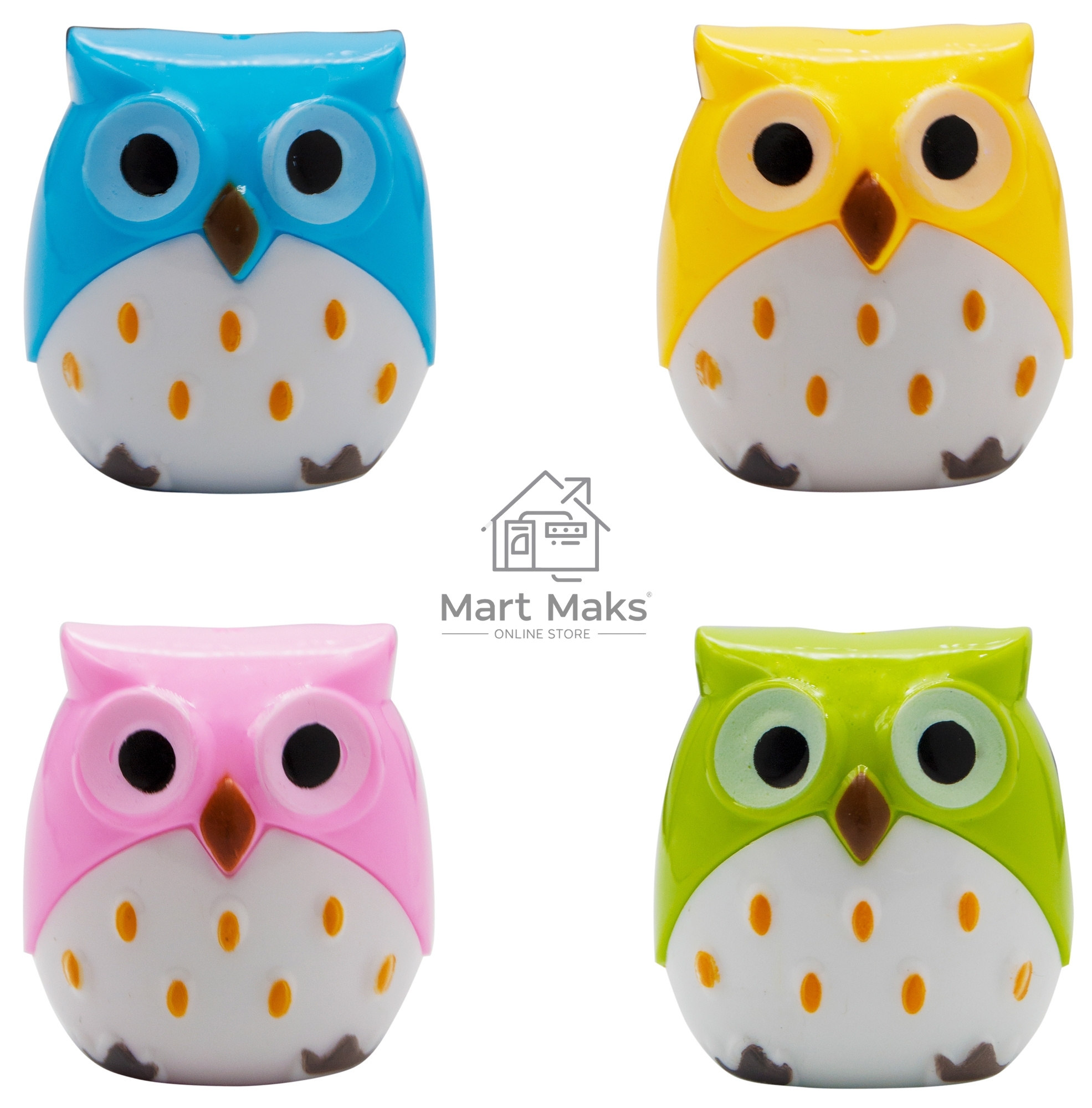 Точилка для карандашей ручная Silwerhof Owl Солнечная коллекция, 2 отверстия, пластик, ассорти, коробка