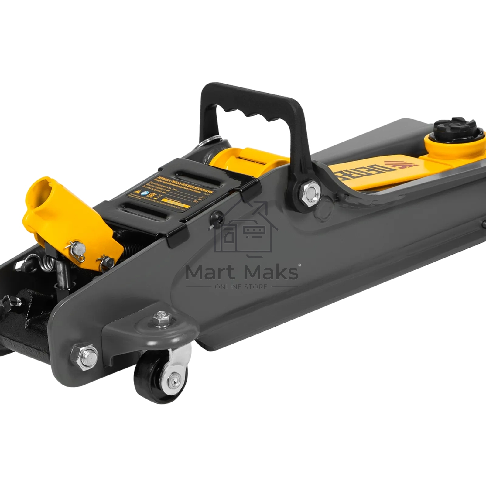 Домкрат гидравлический подкатной с фиксатором Denzel 2,5 т,85-385 мм, в пласт. кейсе