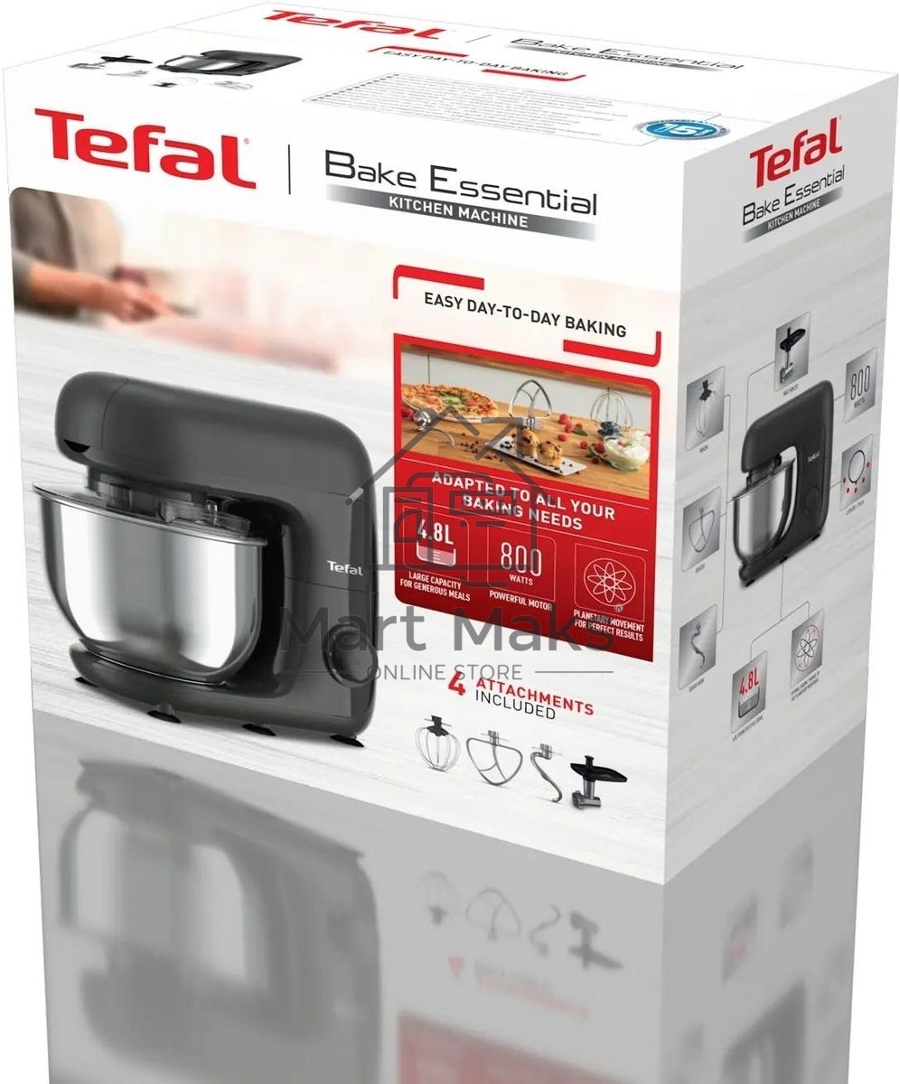 Кухонная машина Tefal Bake Essential QB161H38, черный/серебристый