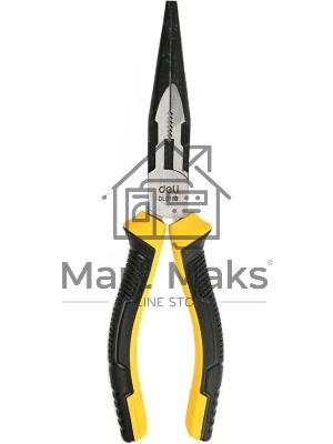 Удлиненные плоскогубцы Deli DL0102 200 мм, двухкомпонентная прорезиненная рукоять