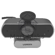 Веб-камера UGREEN CM717 2560x1440, 30 кадр/с, USB, микрофон (2 шт, шумоподавление), автофокус, универсальное крепление, серый