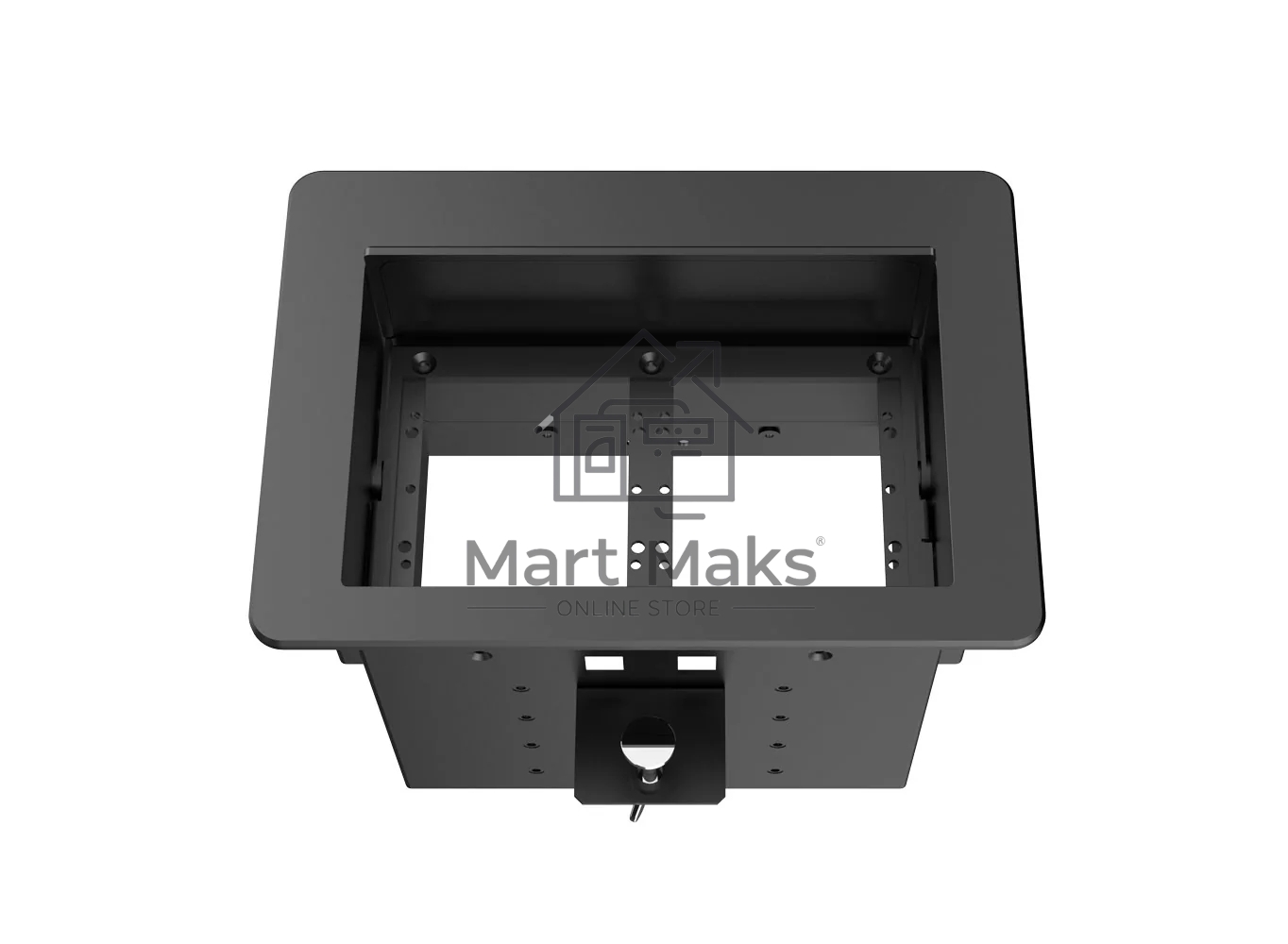 Прямоугольный металлический корпус Wize Pro WRTS-06BOX-B для модульной системы врезного лючка в стол с убирающейся крышкой для установки до 6 модулей-вставок, преустановленная рамка, черный