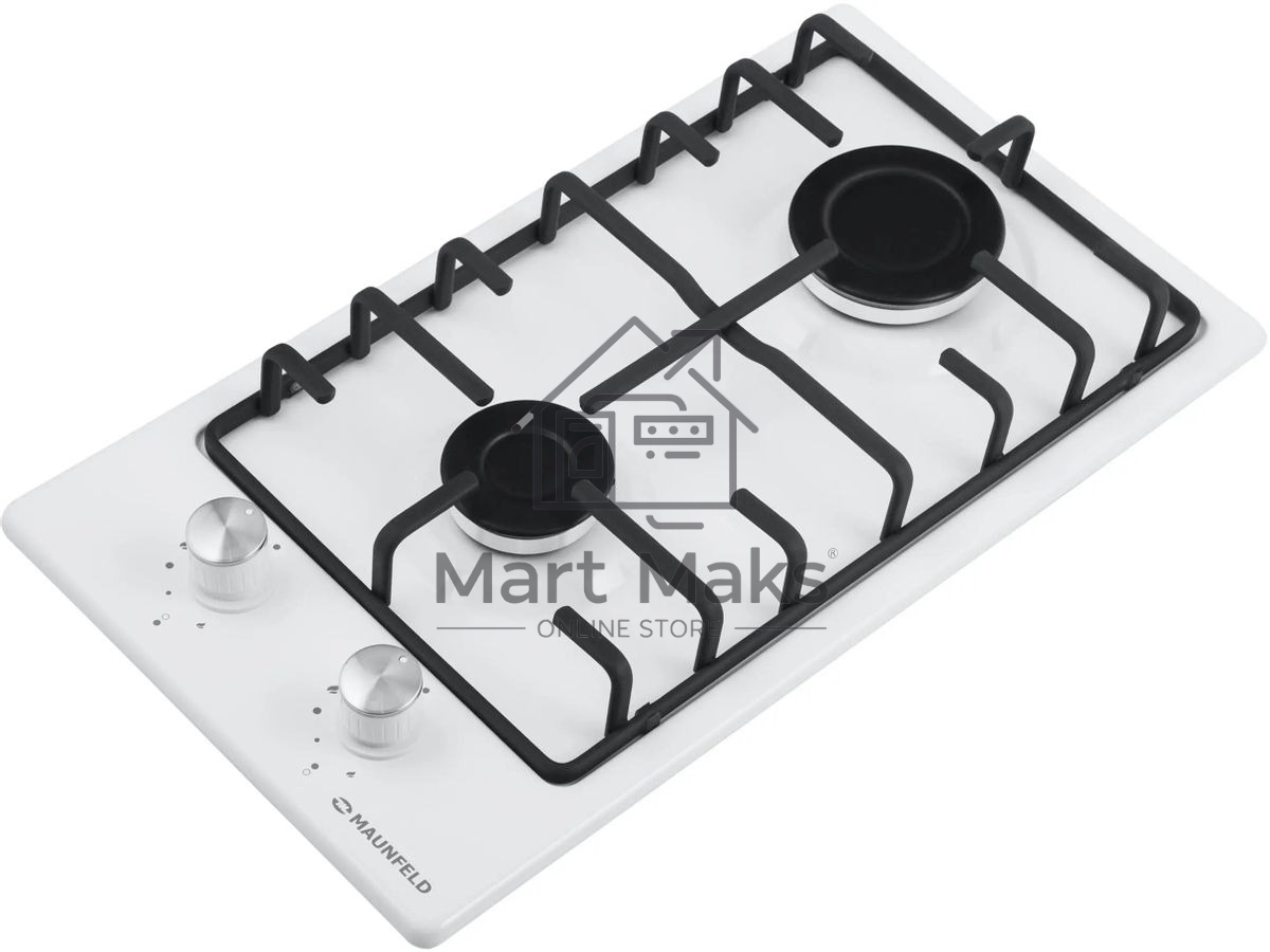 Газовая варочная панель Maunfeld EGHE.32.3EW/G, 2 конфорки, эмалированная сталь, белый