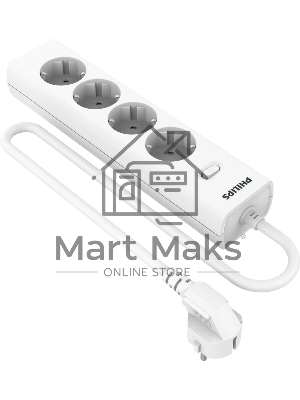 Сетевой фильтр Philips CHP2145WC/51, 5м, 4 розетки, белый Сетевой фильтр Philips CHP2145WC/51, 5м, 4 розетки, белый