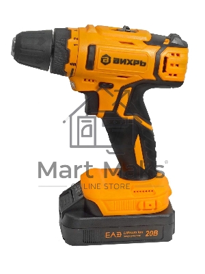 Дрель-шуруповерт аккумуляторная Вихрь ДА-К20/2Н с набором оснастки 65 предм.