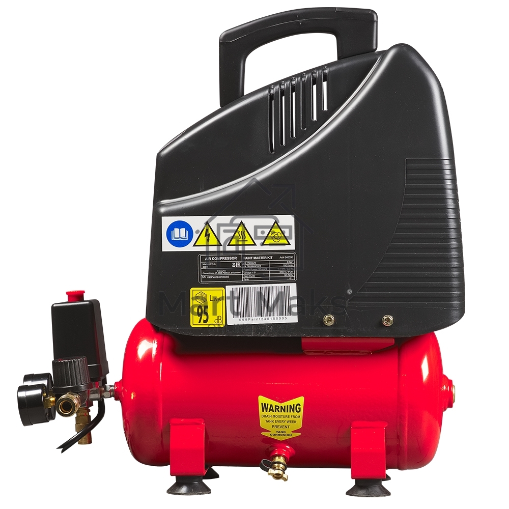 Компрессор поршневой Fubag Wood Master Kit безмасляный 180 л/мин, 6 л, 1100 Вт, красный/черный