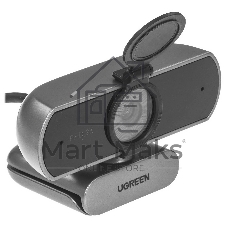 Веб-камера UGREEN CM717 2560x1440, 30 кадр/с, USB, микрофон (2 шт, шумоподавление), автофокус, универсальное крепление, серый