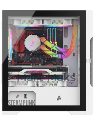 Компьютерный корпус 1STPLAYER TRILOBITE T3 белый / mATX, TG / 4x 120мм LED fans inc. / T3-WH-4F1-W