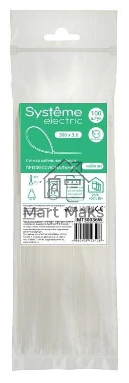 Стяжка кабельная SE IMT30036W 300х3.6 белый (уп.100 шт) Стяжка кабельная SE IMT30036W 300х3.6 белый (уп.100 шт)