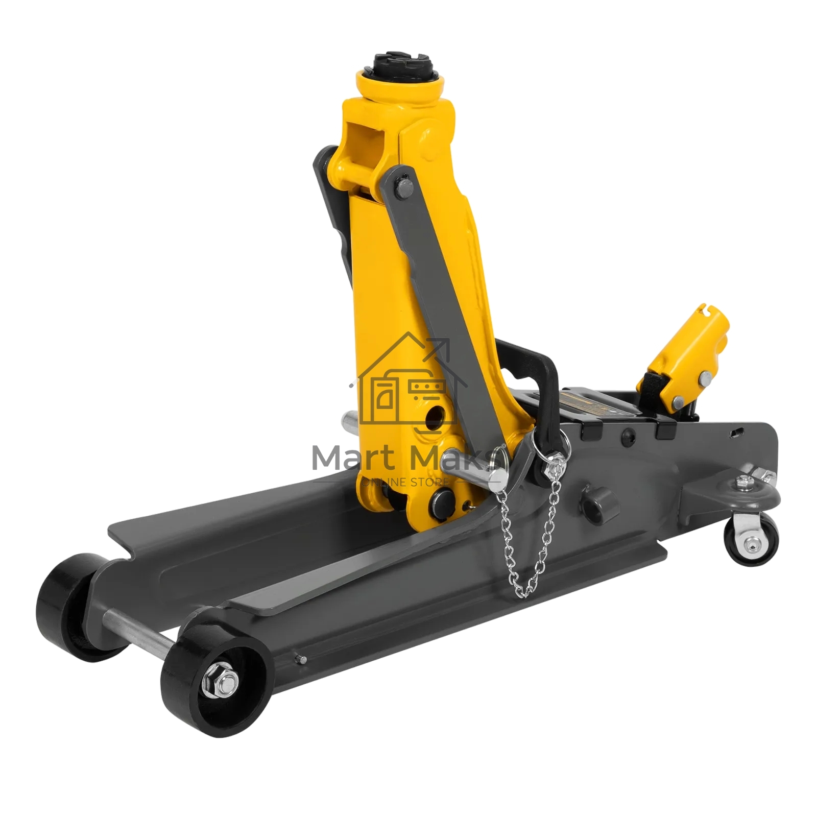 Домкрат гидравлический подкатной с фиксатором Denzel 2,5 т,85-385 мм, в пласт. кейсе