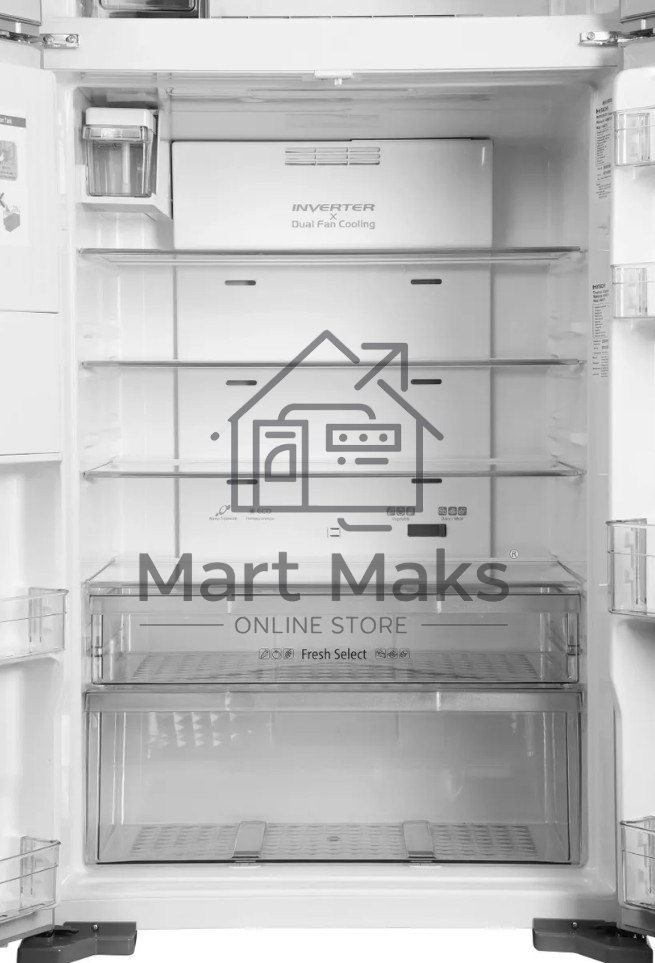 Холодильник Hitachi R-W660PUC7X GS серебристый стекло двухкамерный 396/144л морозилка сверху, No Frost, Side by Side