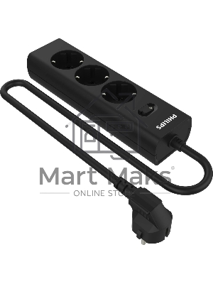 Сетевой фильтр Philips CHP2135BB/51, 3м, 3 розетки, черный