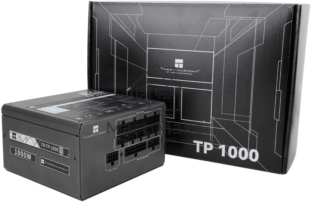 Блок питания Thermalright, 1000W 80+ Platinum (ATX, 3.0, PCIe 5.0, Full modular, 1x24(20+4)pin, 1xCPU 8(4+4)pin, 2xPCIe*2 8(6+2)pin, 1x12VHPWR PCIe 5.0 12+4pin 600mm, 6xSATA3, 4xMOLEX4pin, Active, 120x120mm, 150x140x86mm, APFC, OPP, OVP, OTP, OCP, SCP, UV