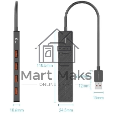 USB-концентратор Vention CHOBB, USB, USB Type-C/USB 4 порта, USB