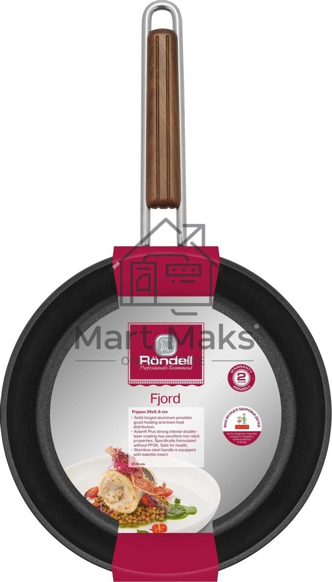 Сковорода Rondell Fjord RDA-1795, 26см, без крышки, черный