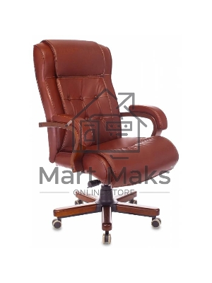 Кресло руководителя Бюрократ T-9926WALNUT светло-коричневый Leather Eichel, кожа, крестовина металл/дерево