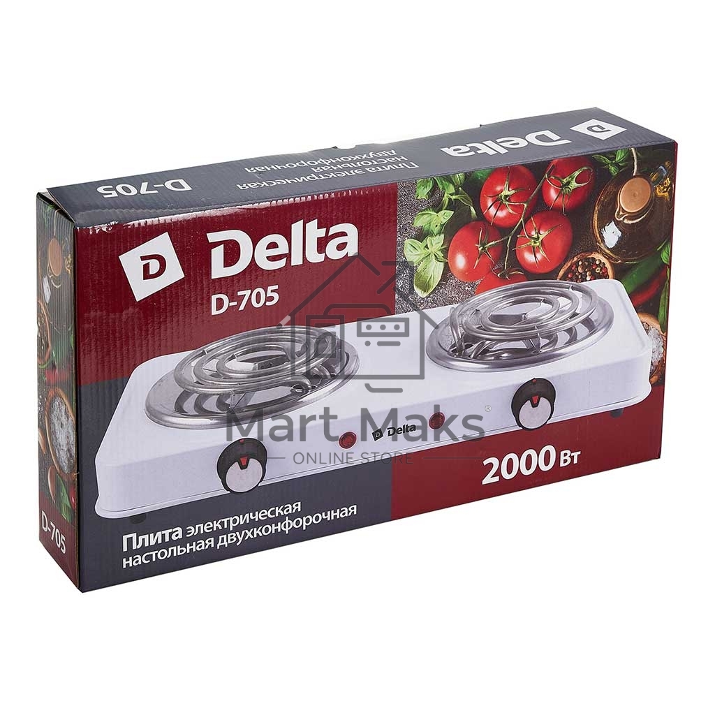 Плитка электрическая Delta D-705 двухконфорочная спираль белая (5)