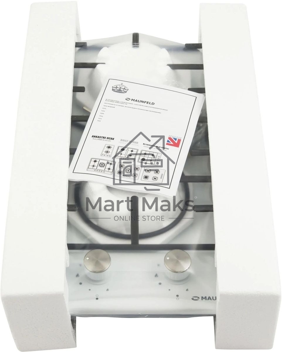 Газовая варочная панель Maunfeld EGHE.32.3EW/G, 2 конфорки, эмалированная сталь, белый