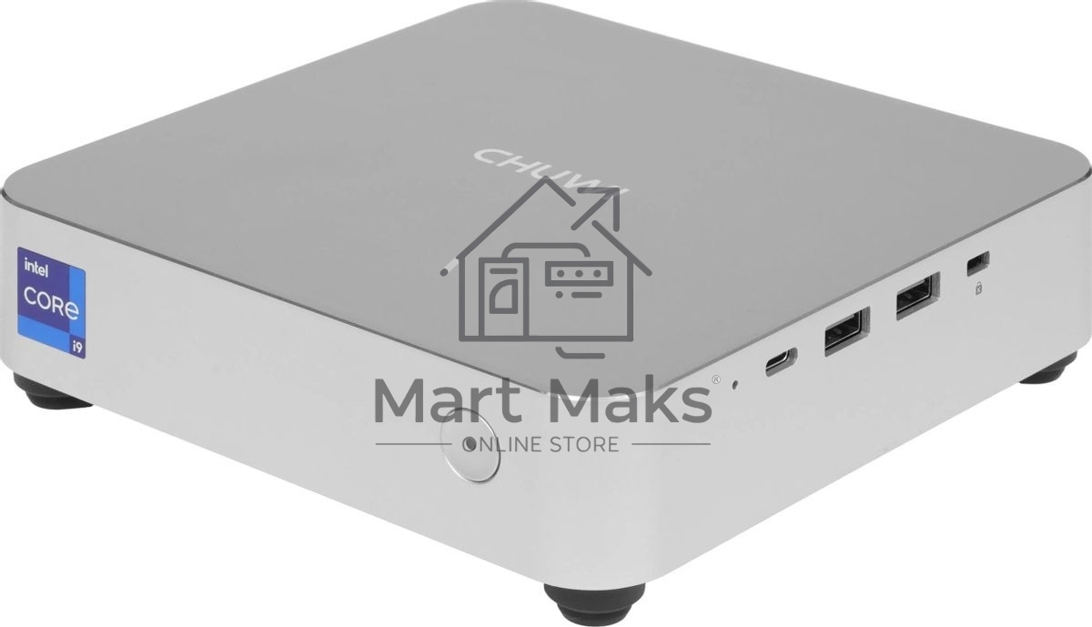 Мини ПК Chuwi AuBox Core i9 13900HK (2.6) 16Gb SSD 512Gb Iris Xe Windows 11 Pro 2x2.5GbitEth WiFi BT 120W серебристый/черный