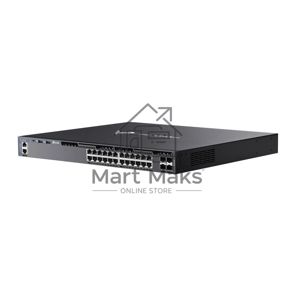 Стекируемый управляемый коммутатор 3 го уровня TP-Link SG6428X Omada с 24 гигабитными портами и 4 портами SFP+