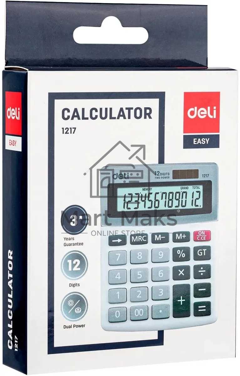Калькулятор настольный Deli E1217 в ассортименте 12-разр. 1003503