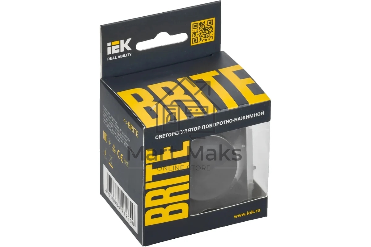 Светорегулятор поворотно-нажимной IEK BRITE СС10-1-0-БрГ 600 Вт графит