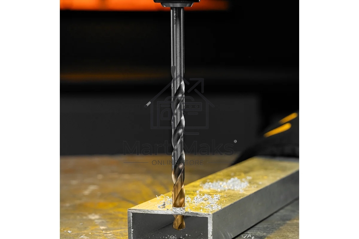 Сверло спиральное по металлу Denzel 9 х 175 мм, Р6М5, Golden Tip, удлиненное