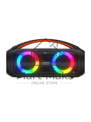 Беспроводная колонка Maxvi PS-04 black 20W, 4500 мАч, RGB, Bluetooth/FM/AUX/MicroSD, микрофон, пульт