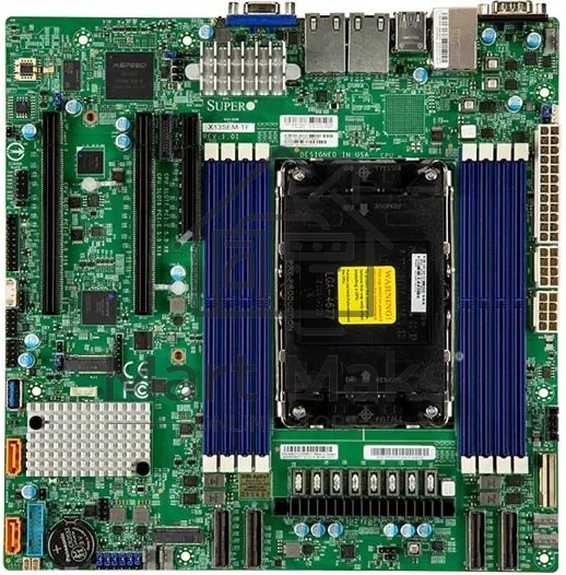 Материнская плата Supermicro X13SEM-TF, LGA4677, Intel C741, 8xDDR5, 10xSATA, 2xPCIe 5.0 x16, 1xPCIe 5.0 x8, 1xVGA, 2x10Gb LAN, 2xUSB 3.2 Gen1, 2xUSB 2.0, 1xCOM, microATX