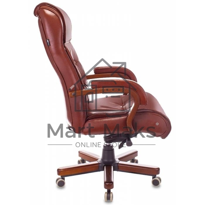 Кресло руководителя Бюрократ T-9926WALNUT светло-коричневый Leather Eichel, кожа, крестовина металл/дерево
