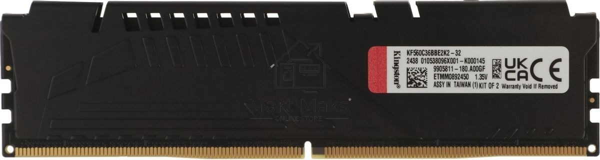 Оперативная память Kingston Fury Beast, DDR5, 32GB (2x16GB), 6000MHz, CL36, DIMM, с радиатором, черный