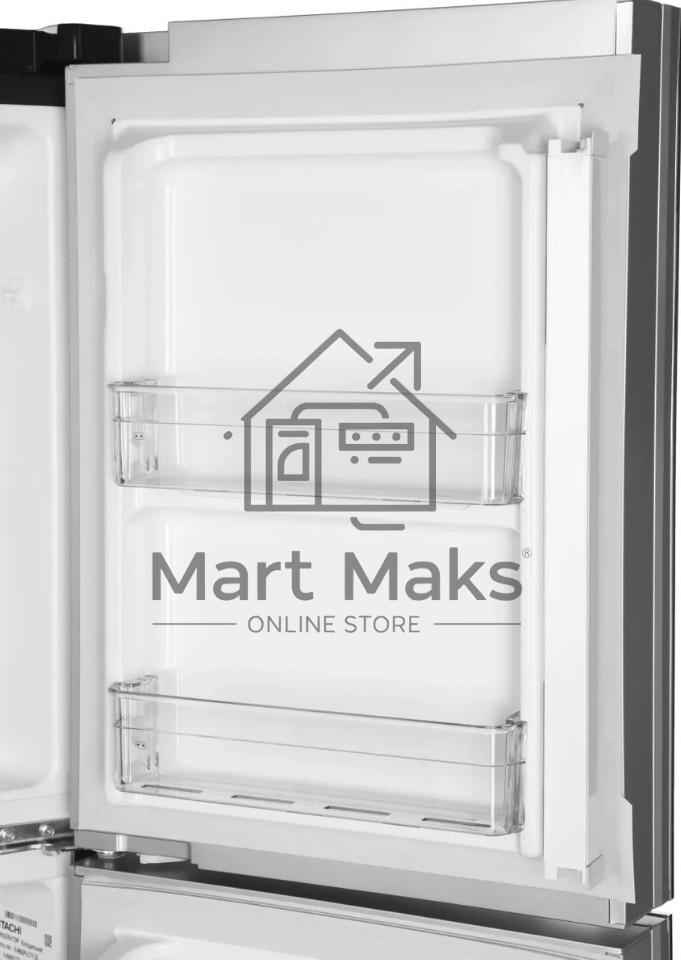 Холодильник Hitachi R-W660PUC7X GS серебристый стекло двухкамерный 396/144л морозилка сверху, No Frost, Side by Side