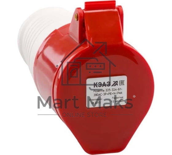 Розетка кабельная 225 32А 380AC 3P+PE+N 6ч IP44 КЭАЗ 222753