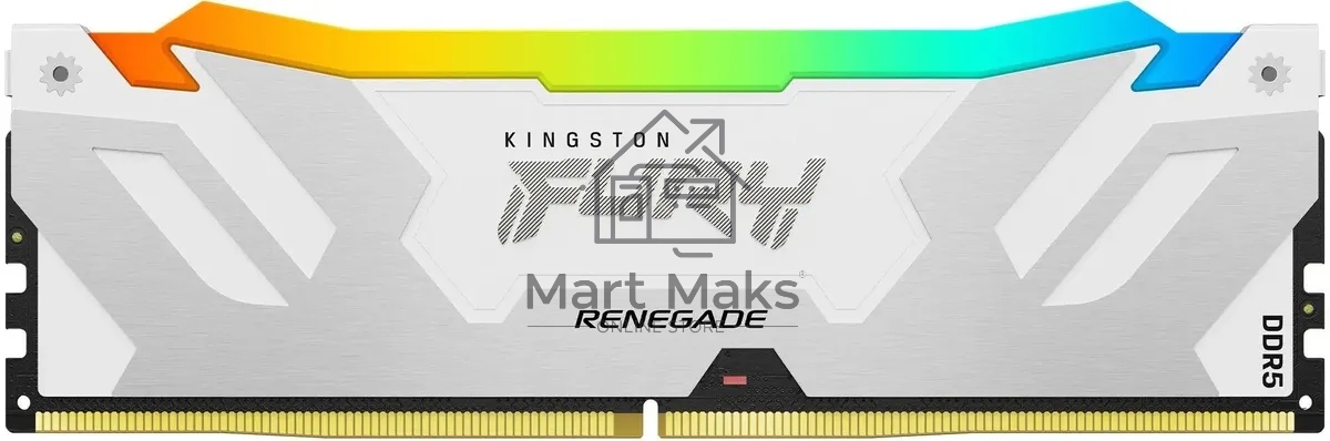 Оперативная память Kingston Fury Renegade, DDR5, 16GB (1x16GB), 6800MHz, CL36, DIMM, с радиатором, RGB, белый