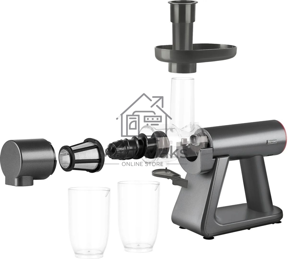 Соковыжималка шнековая Rondell RDE-1503, 150Вт, 500мл, графит