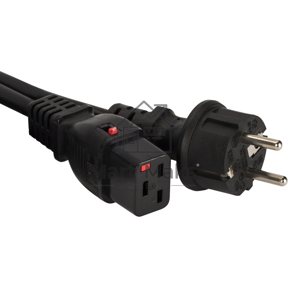 Шнур питания Lanmaster LAN-PP19L/SH-0.5-BK C19-Schuko проводник.:3x1.5мм2 0.5м 220В 16А черный