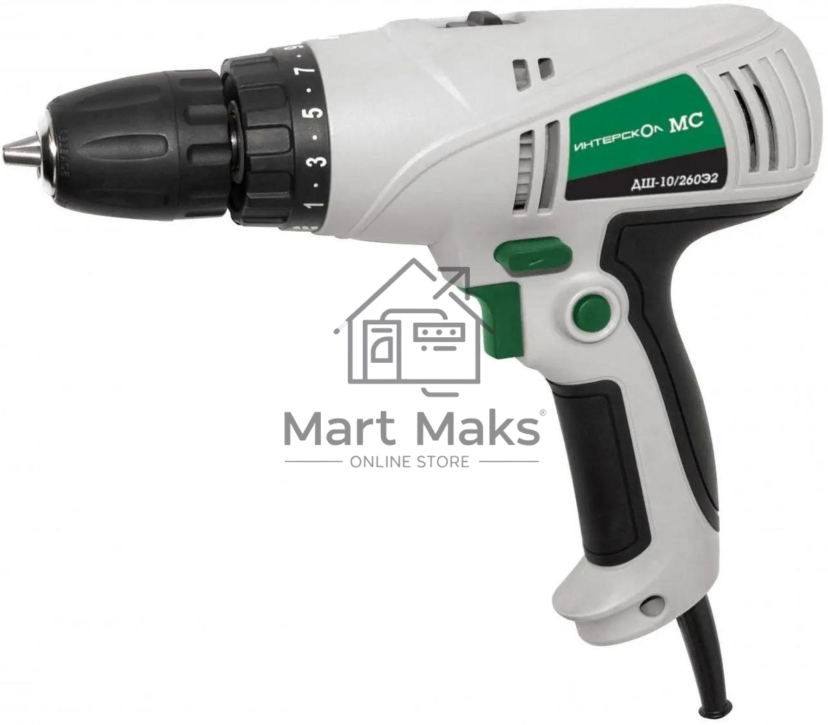 Дрель-шуруповерт сетевой ИНТЕРСКОЛ ДШ-10/260Э2, 260Вт