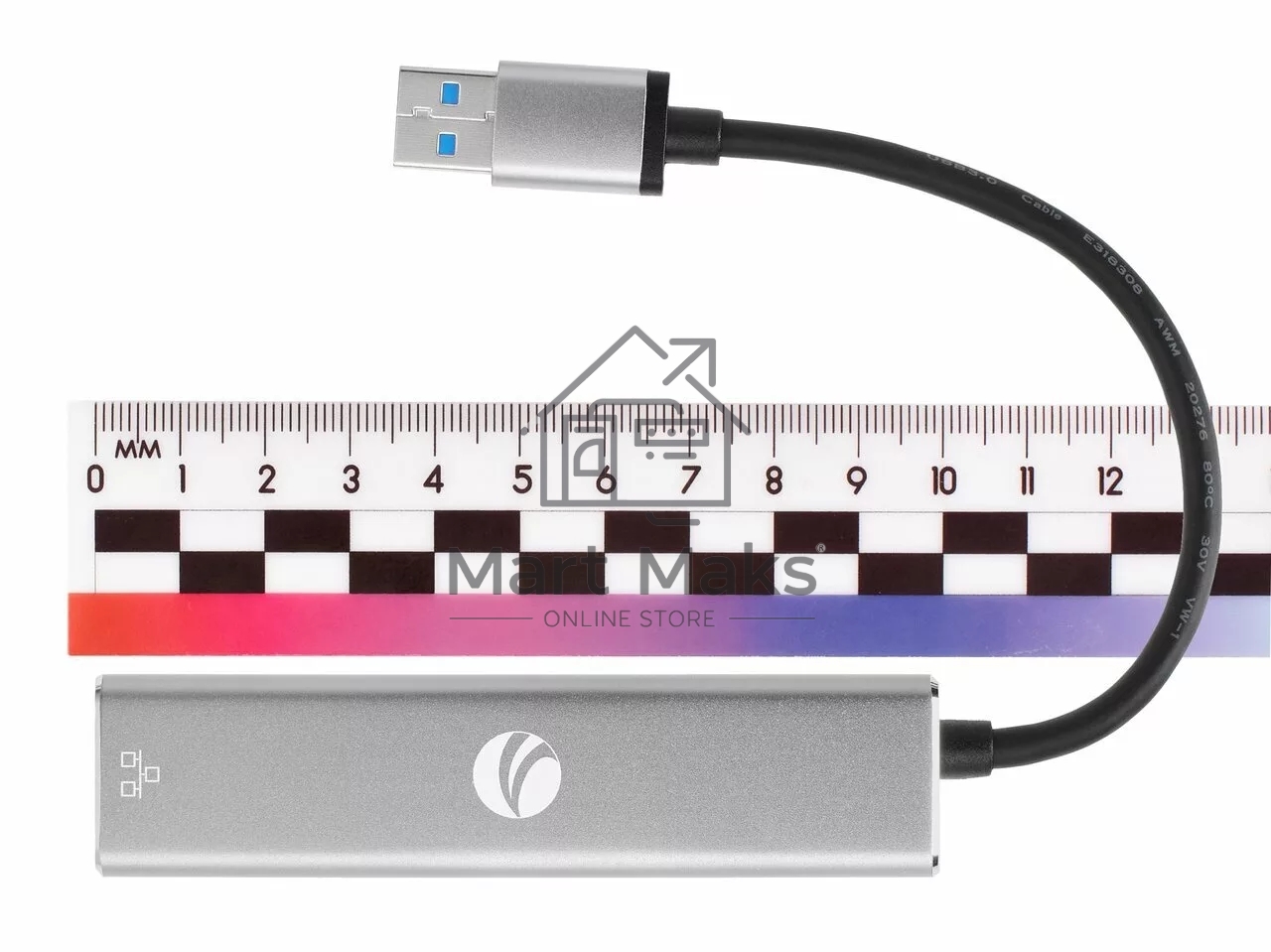 Переходник VCOM USB 3.0 -->RJ-45 1000Mbps+3 USB3.0, Aluminum Shell, 0.2м <DH312A>