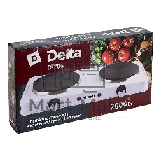 Плита настольная электрическая Delta D-706 белый, 2 кВт, ТЭН, конфорки - 2, эмаль, поворотные переключатели