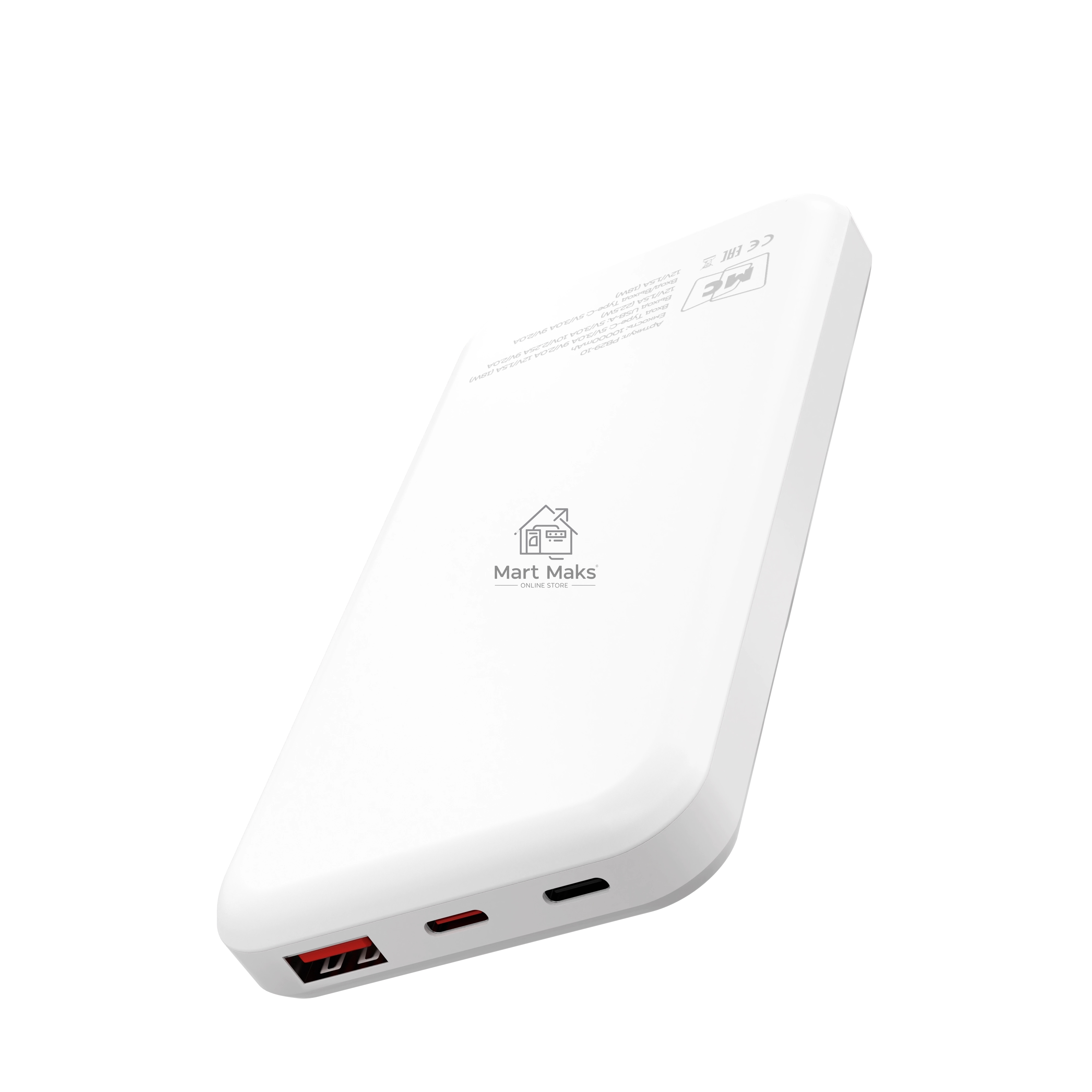 Внешний аккумулятор MORE CHOICE (4620202552747) PB29-10 10000mAh 1USB+2Type-C 3.0A 22.5W+PD20W+QC3.0, белый