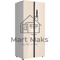 Холодильник Lex LSB525BGID бежевый мрамор двухкамерный 304/206л морозилка сбоку, No Frost, Side by Side